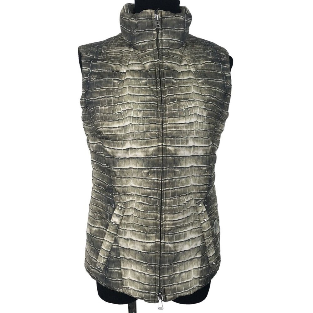 Bogner Womens Down Vest Size 6 Lizard‎ Snake Skin Apres Ski Studded